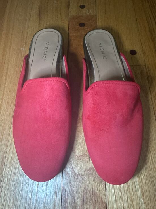 Vionic Shoes - Vionic Willa Mule Loafers Red Suede Slip On Comfort Shoes Womens 6.5